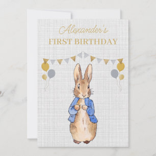 Invitation Personnaliser 1er anniversaire Pierre le lapin Inv