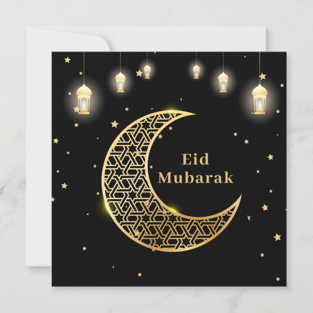 Invitation Personnaliser Aïd Moubarak / Ramadan Kareem Gold (Devant)