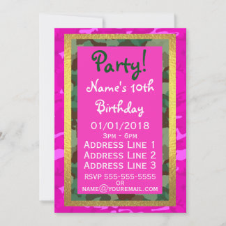 Invitation Personnaliser - Camo rose