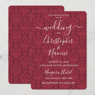 Invitation PERSONNALISER : Damassé Rouge Foncé