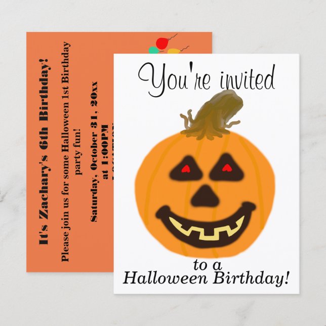 Invitation Personnaliser d'anniversaire d'Halloween (Devant / Derrière)