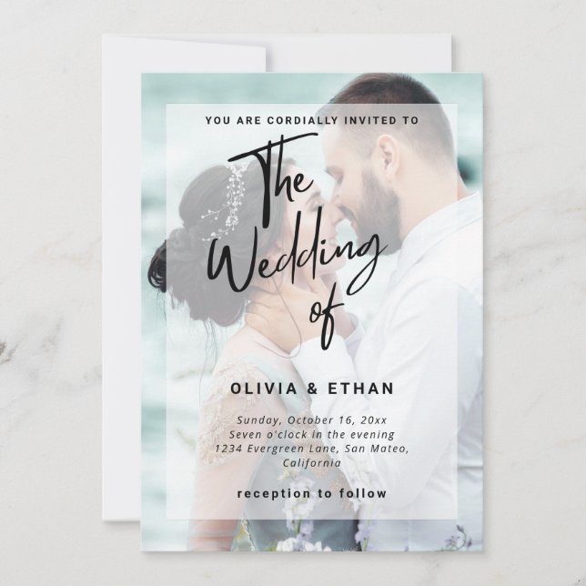 Invitation Personnaliser de Mariage photo de superposition mo (Devant)