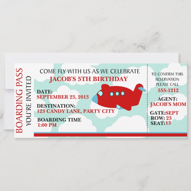 Invitation personnaliser d'invitation à l'anniversaire de vol (Devant)