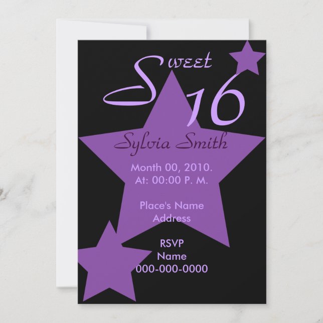 Invitation Personnaliser d'invitation de Hollywood Super Star (Devant)