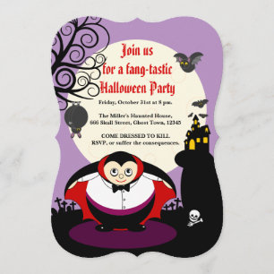 Invitation Personnaliser, éffrayant Halloween mignon vampire 