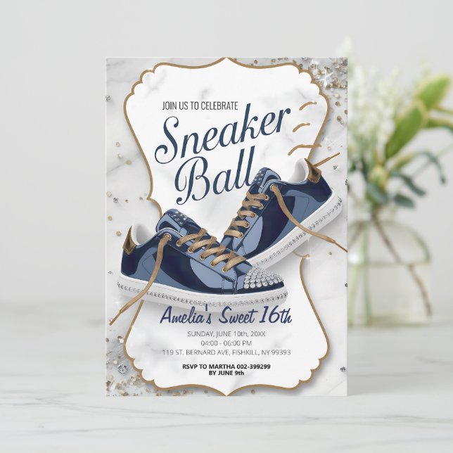 Invitation Personnaliser Élégante fête de bal Basket d'annive (Debout devant)