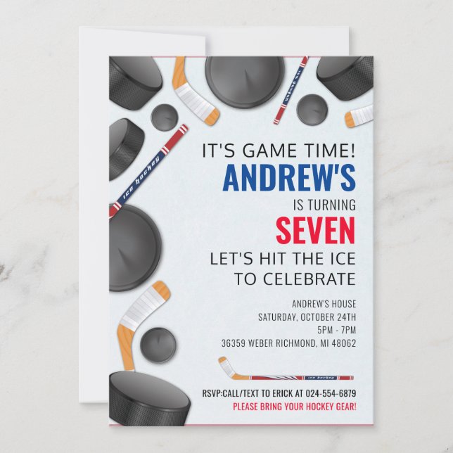 Invitation Personnaliser Hockey Sports Anniversaire (Devant)