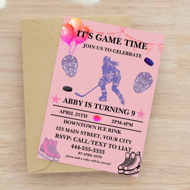 Invitation Personnaliser Hockey sur glace thème anniversaire (Créateur téléchargé)