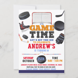 Invitation Personnaliser la fête d'anniversaire de hockey num