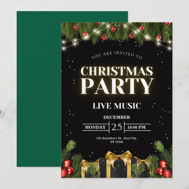 Invitation personnaliser la fête de Noël (Devant / Derrière)
