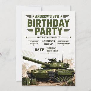 Invitation Personnaliser l'anniversaire du char militaire