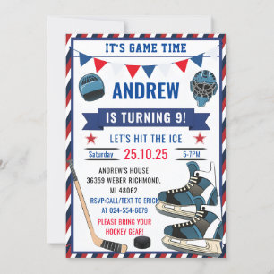 Invitation Personnaliser le hockey sur glace Anniversaire de 
