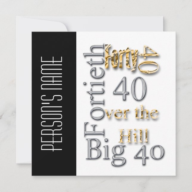 Invitation PERSONNALISER majeure de la fête du 40e anniversai (Devant)