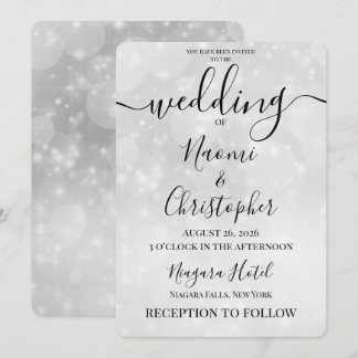 Invitation Personnaliser : Mariage Bokeh Minimal Gris Fondu