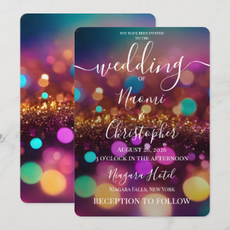 Invitation Personnaliser : Mariage Bokeh Rose Coloré