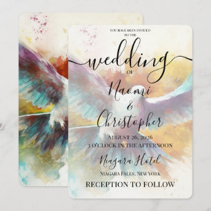 Invitation PERSONNALISER : Mariage Coloré Colombe Blanche
