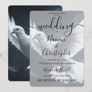 Invitation PERSONNALISER : Mariage de la colombe de paix blan