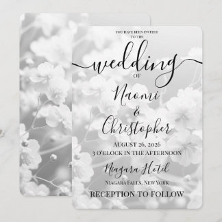 Invitation Personnaliser : Mariage Fleurs Blanches Délicates