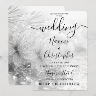 Invitation Personnaliser : Mariage Fleurs Gouttes de Pluie B