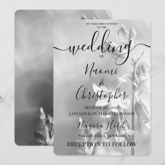 Invitation Personnaliser : Mariage Fleurs Jolis Petits B&W