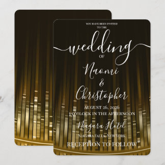 Invitation Personnaliser : Mariage lignes Art Déco or