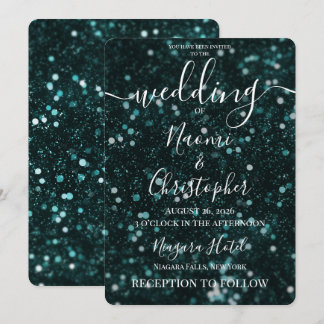 Invitation Personnaliser : Mariage Paillettes Vert Emeraude