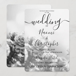 Invitation Personnaliser : Mariage Roses au Soleil N&B