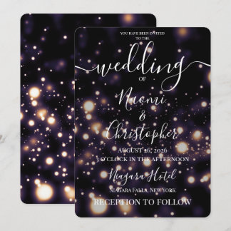 Invitation Personnaliser : Petits Lumières Mariage Noir