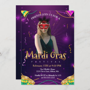 Invitation Personnaliser Photo Rouge Masquerade Masques Masqu