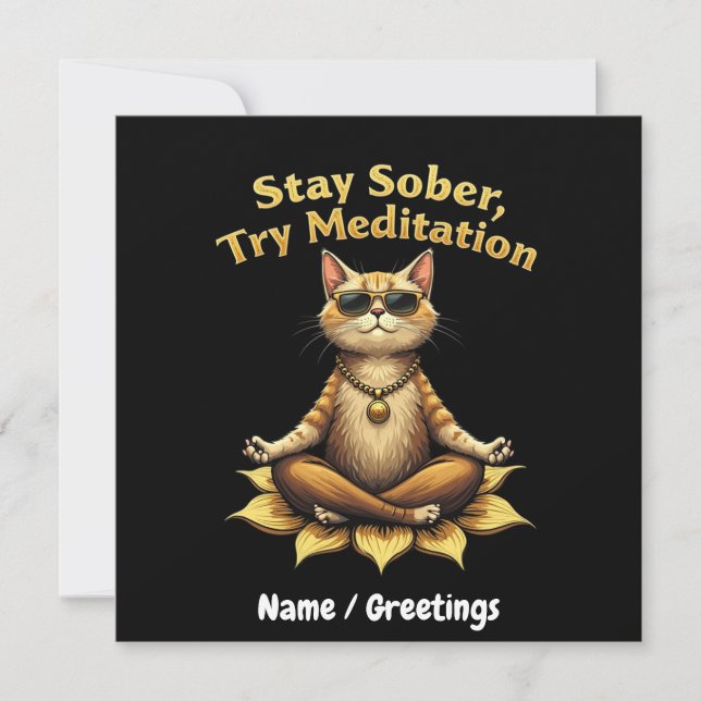 Invitation Personnaliser Rester Sober Essayer Méditation Chem (Devant)