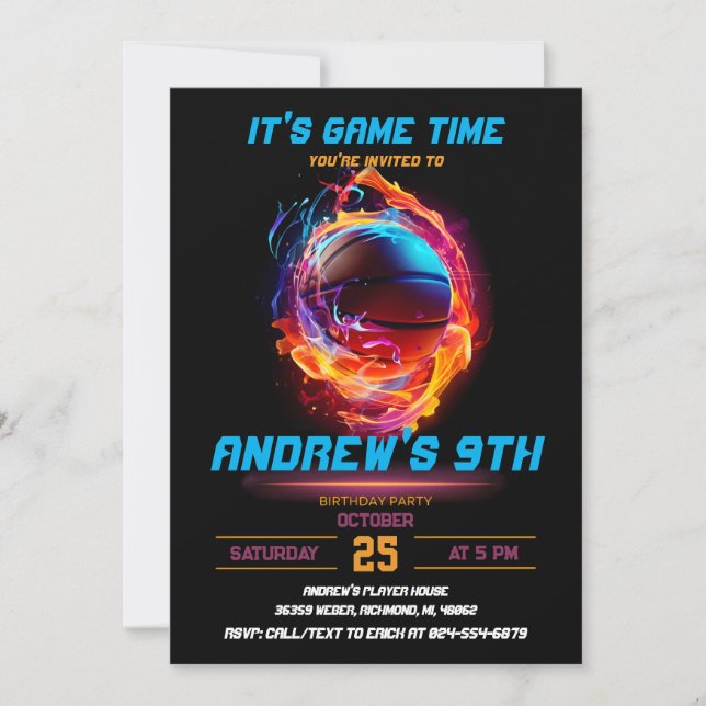 Invitation personnaliser Sport Basketball Anniversaire (Devant)