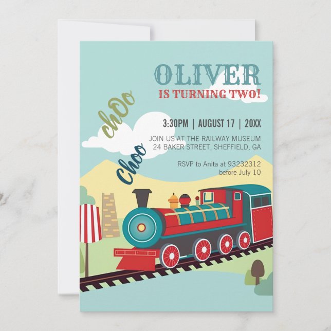 Invitation Personnalisez le billet d'entrée Train Party Kids  (Devant)