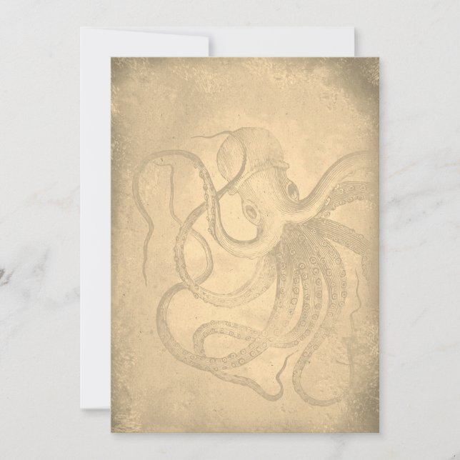 Invitation Personnalisez-le | vieux poulpe | Papier vintage (Devant)
