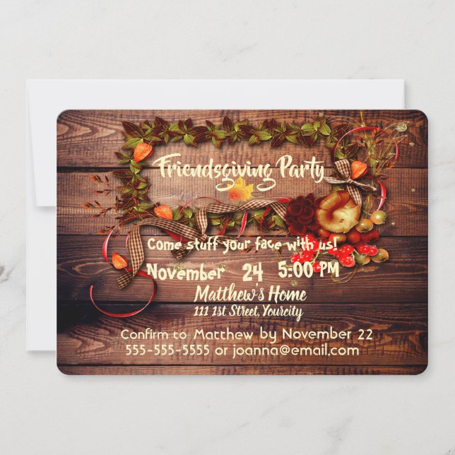 Invitation Personnalité de l'Action d'Ami (Amis Thanksgiving) (Devant)