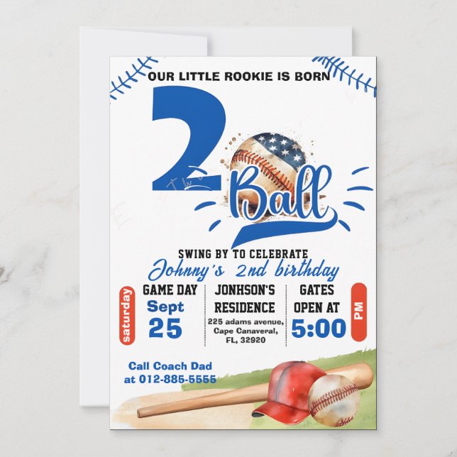 Invitation Personne née deux boules Anniversaire (Devant)