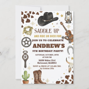 Invitation Personnelle Cowboy Wild West fête d'anniversaire