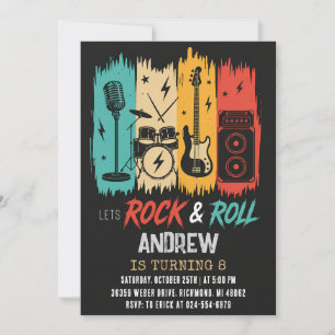 Invitation personnelle d'anniversaire Rock and Rol