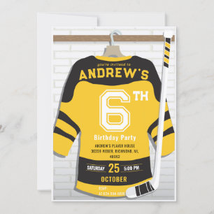 Invitation personnelle de hockey d'or fête d'anniv