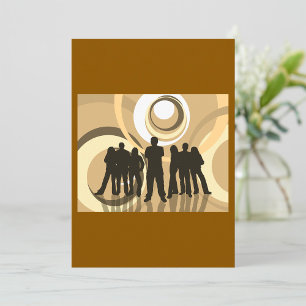 Invitation Personnes en silhouette rétro avec des cercles abs