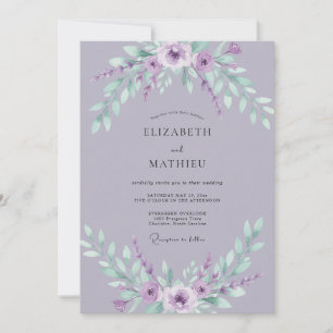 Invitation Pervenche Ranunculus Menthe Eucalyptus Poussiéreux