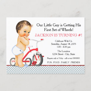 Invitation Pet Garçon Fête d'anniversaire Tricycle