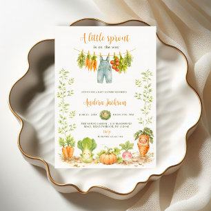 Invitation Pet Germe Linge de Jardin Baby Shower