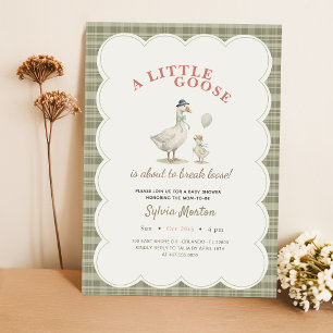Invitation Pet Oie Sage Vert Gingham Arc-en-ciel Baby Shower