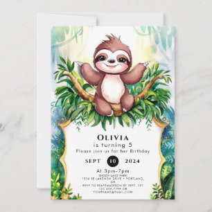 Invitation Pet Paresseux Coloré d'Anniversaire