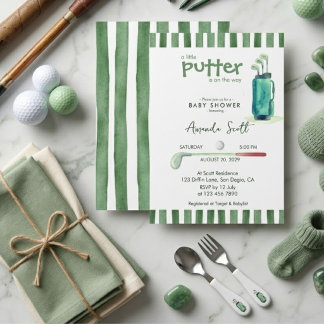 Invitation Pet Putter Vert sur le Chemin Baby Shower de Golf