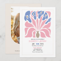 Petal Pink/Cornflower Abstract Floral Boho Wedding