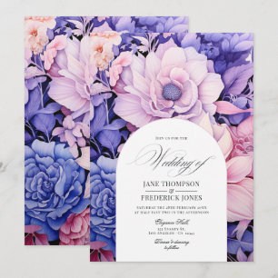 Invitation Pétal rose, Cornflower bleu et Mariage floral mauv