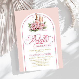 Invitation pétale chic et prosecco blush or