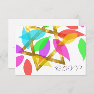 Invitation Pétales colorées bat mitzvah sur étoile