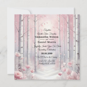 Invitation Pétales congelés dans un Mariage de bois hivernal